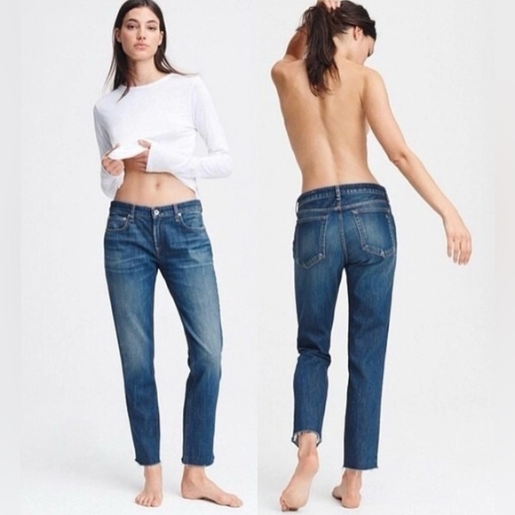 Rag & Bone Women’s Dre Low-Rise Slim Boyfriend Medium Wash Cuffed Jean SIZE 32 - Picture 1 of 9